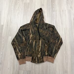 Vintage Ace Sportswear Camo Full Zip Hoodie Men's Medium Green Camouflage 90s